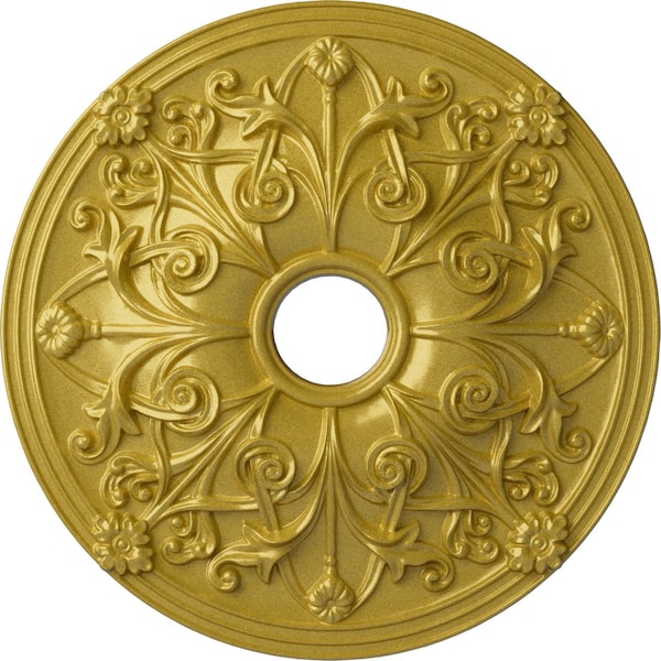 Ekena Millwork Jamie Ceiling Medallion (Fits Canopies up to 3 7/8"), 23 5/8"OD x 3 7/8"ID x 2 1/8"P, Rich Gold CM23JARGS - main